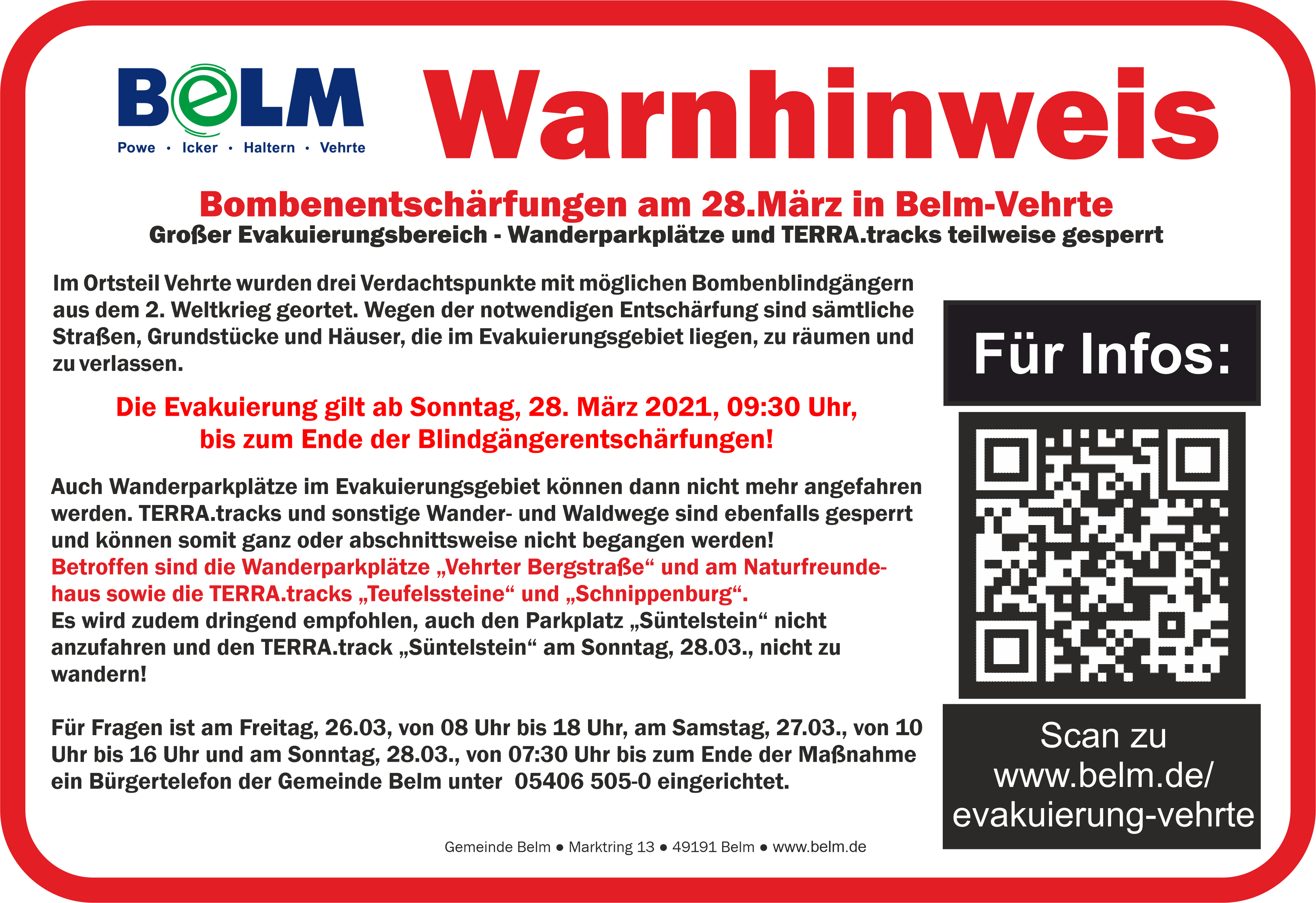 Bild vergr&ouml;&szlig;ern: Warnhinweis Wanderparkpl&auml;tze