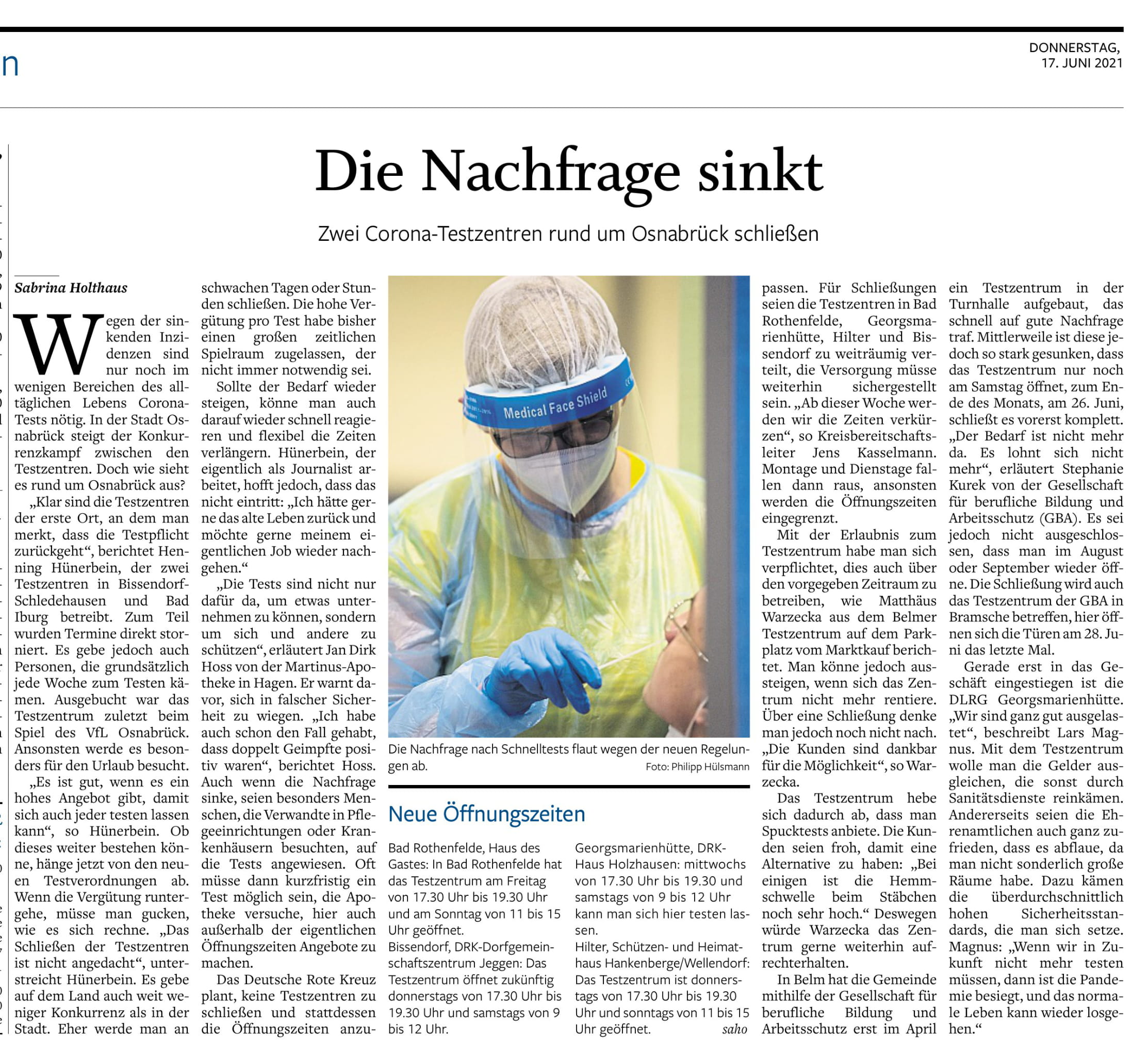 Bild vergr&ouml;&szlig;ern: NOZ-Bericht vom 17.06.2021