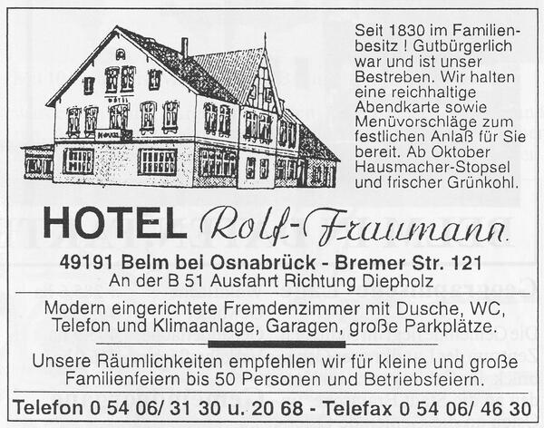 Bild vergrößern: Werbeanzeige in den Belmer Nachrichten 1997