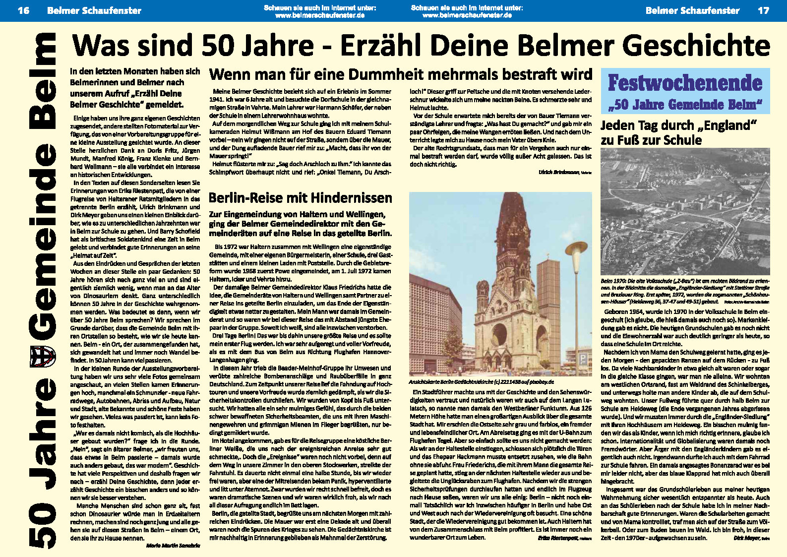 Bild vergrößern: Sonderseiten 50 Jahre Belm - Belmer Schaufenster Juni 2022 - Seite 1