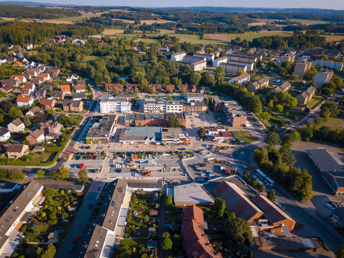 Luftbild (Drohne) von der Bauphase der Marktringsanierung vom 05.09.2018